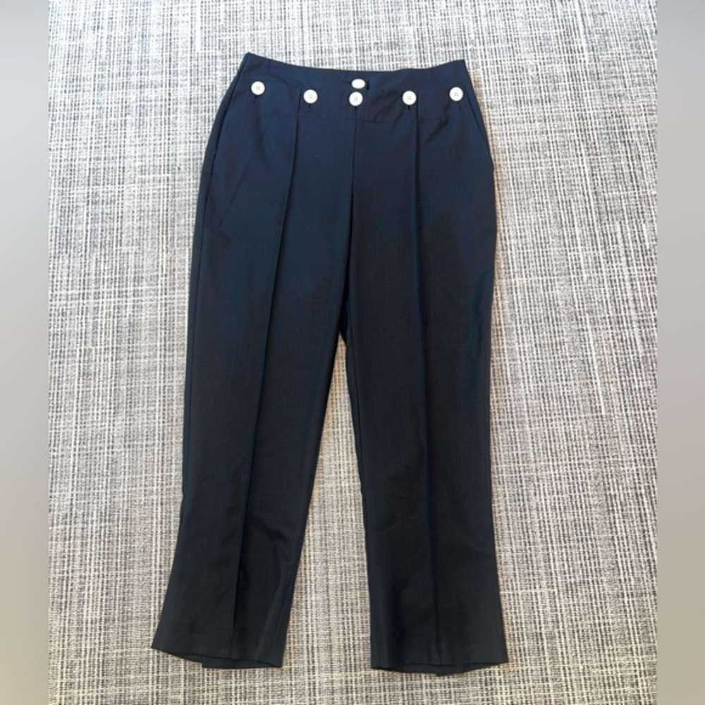 Eudon Choi Collective Womens Cropped Virgen Wool Trousers Blue Size 6